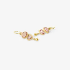 18k & pink sapphire double drop earrings with 22k gold ball drops