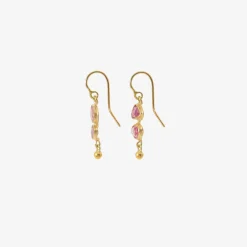 18k & pink sapphire double drop earrings with 22k gold ball drops