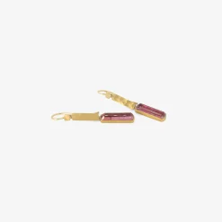 22k & pink tourmaline klimt double drop earrings, 5.67ct