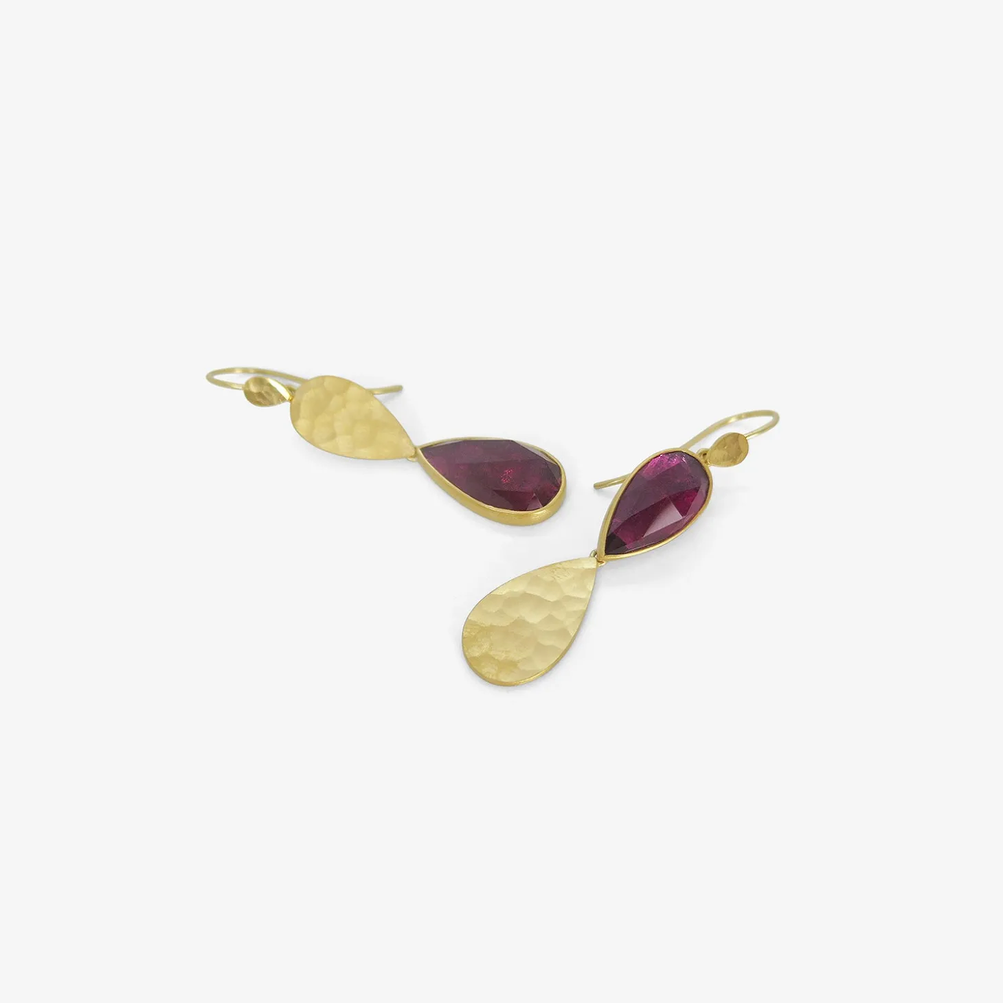 22k & pink tourmaline klimt double drop earrings, 11.02ct