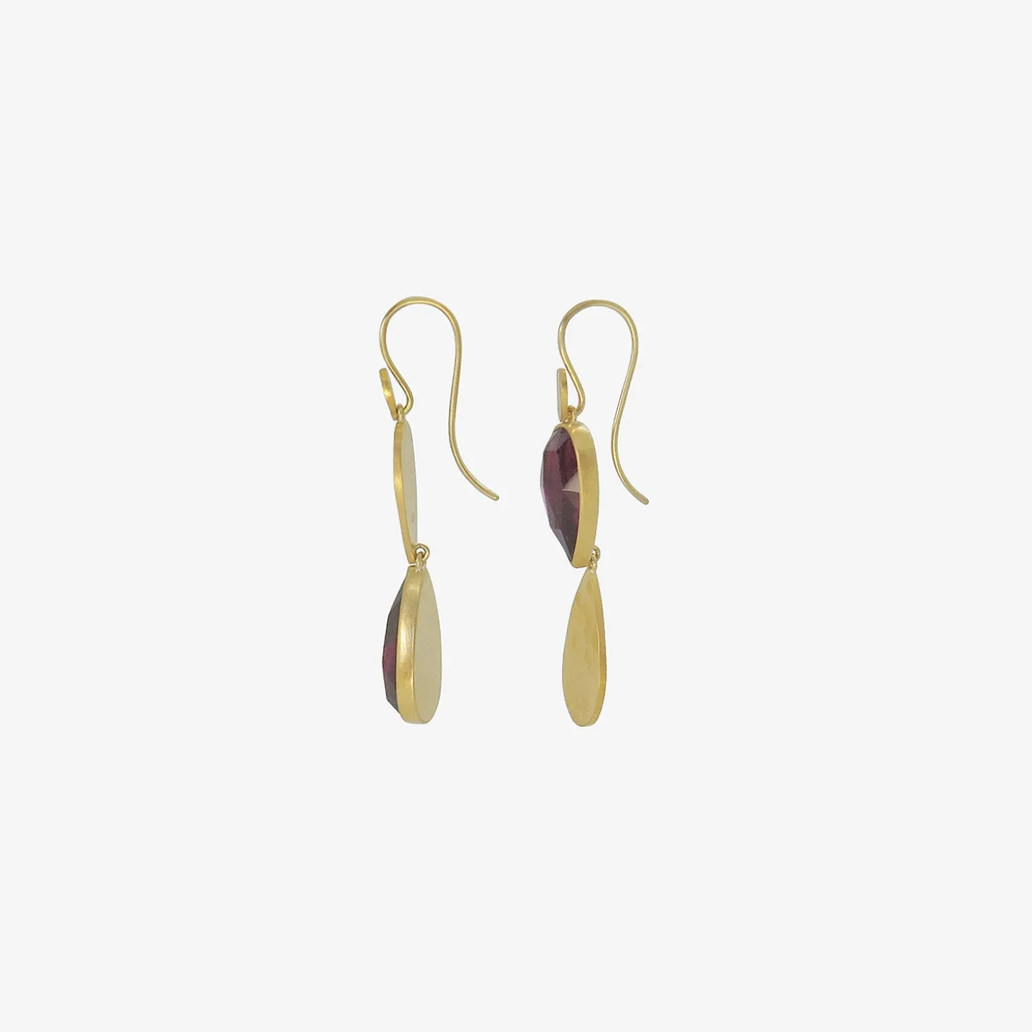 22k & pink tourmaline klimt double drop earrings, 11.02ct