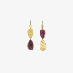 22k & pink tourmaline klimt double drop earrings, 11.02ct