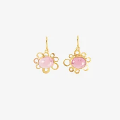 18k & pink tourmaline little flower studio sweep earrings