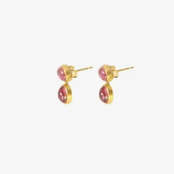 22k & pink tourmaline small amphora earrings