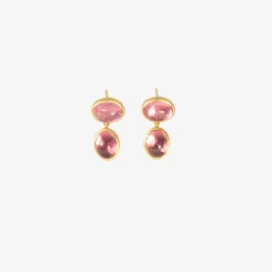 22k & pink tourmaline small amphora earrings