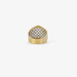 18k & platinum corset ring with white pavé diamonds