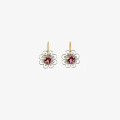 18k & platinum handspun earrings with pink tourmaline