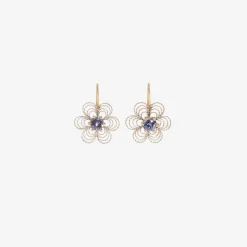 18k & platinum lacy flower earrings with tanzanite
