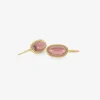 18k & platinum long oval pink tourmaline cabochon earrings