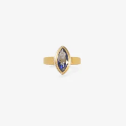 18k & platinum ring with marquis-shaped tanzanite, 1.32ct