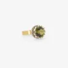 18k & platinum ring with round green tourmaline, 3.92ct