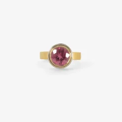 18k & platinum ring with round pink tourmaline, 2.35ct