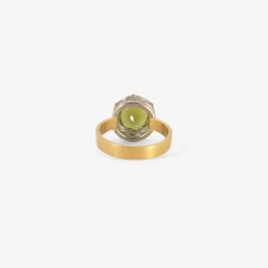 18k & platinum ring with round green tourmaline, 3.92ct