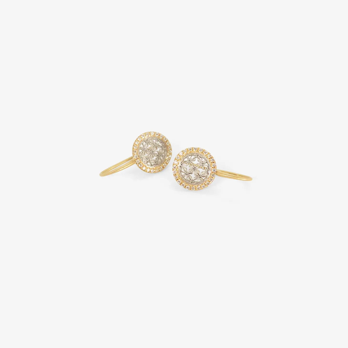 18k & platinum small damask earrings with white diamonds