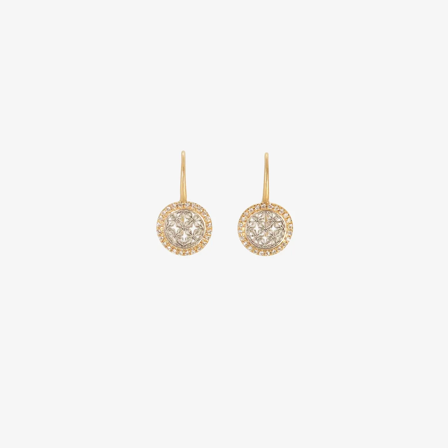 18k & platinum small damask earrings with white diamonds