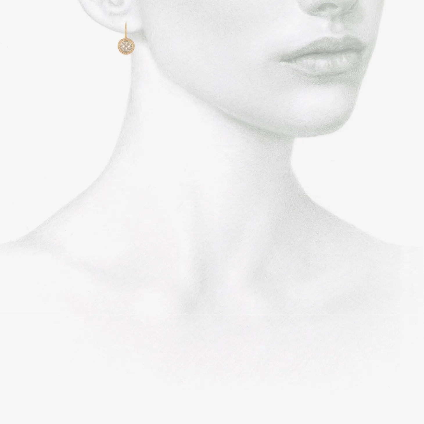 18k & platinum small damask earrings with white diamonds
