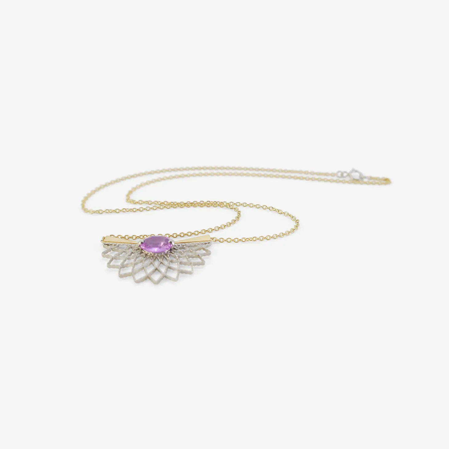 18k & platinum stellation necklace with pink sapphire, 1.63ct