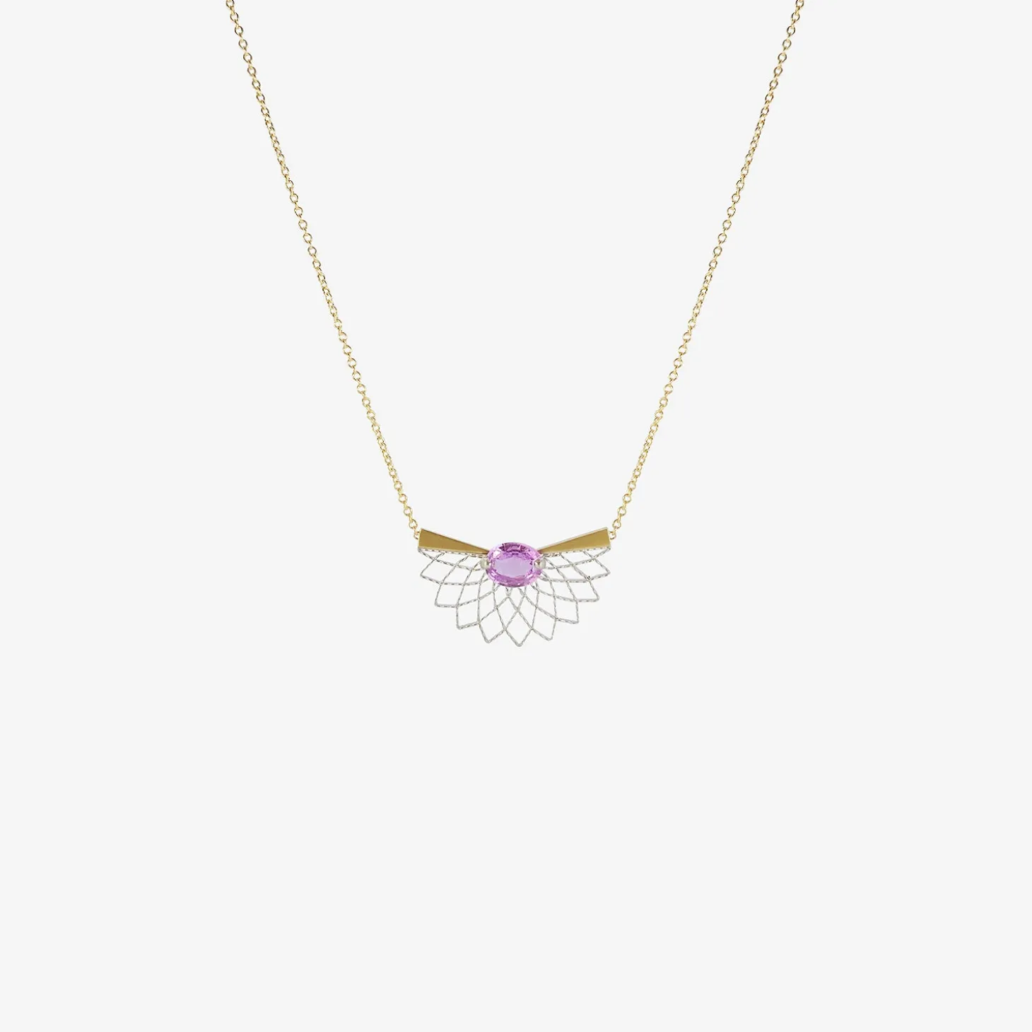 18k & platinum stellation necklace with pink sapphire, 1.63ct