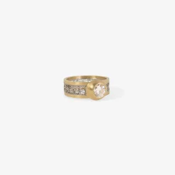18k & platinum tune band with old european cut diamond, .59ct