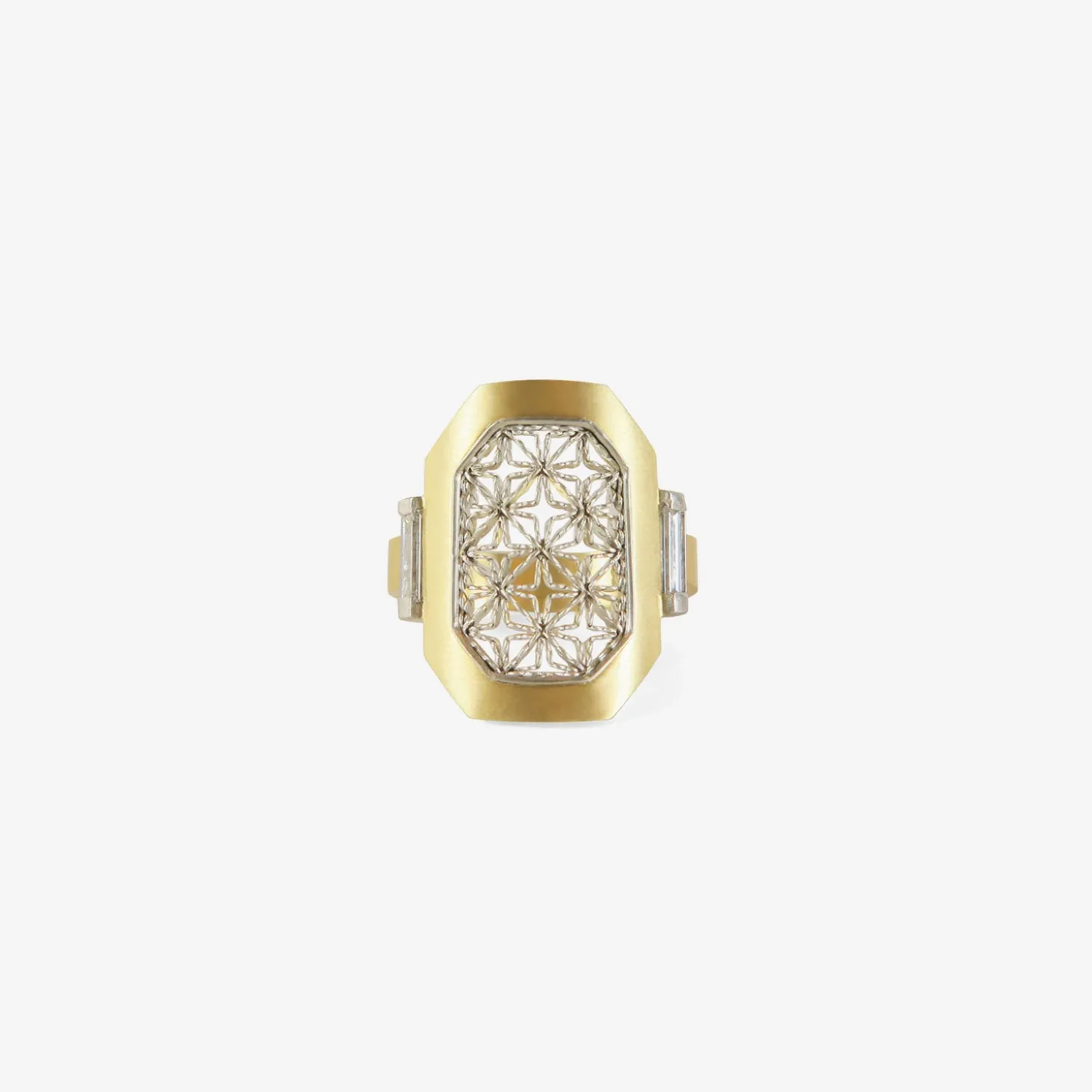 18k & platinum wide ring with diamonds