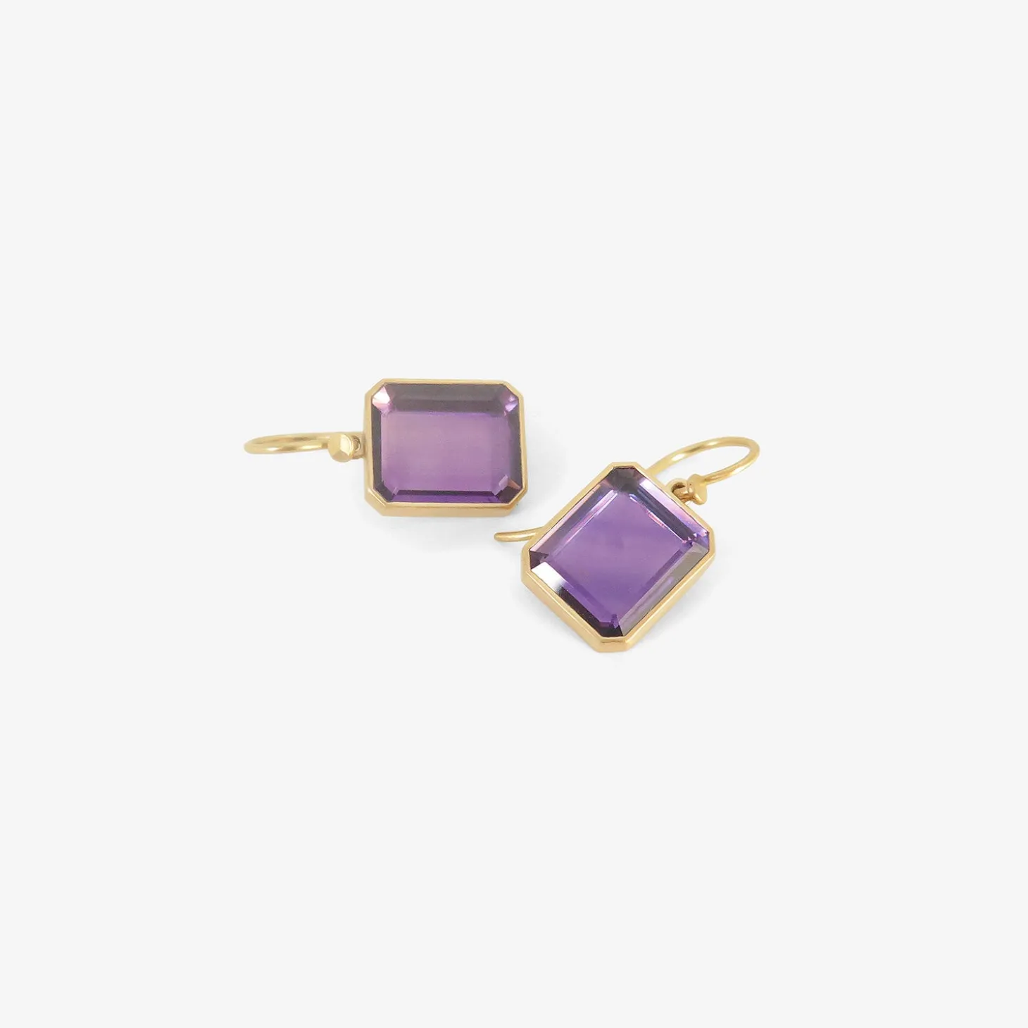 18k & portrait-cut amethyst drop earrings, 5.97ct