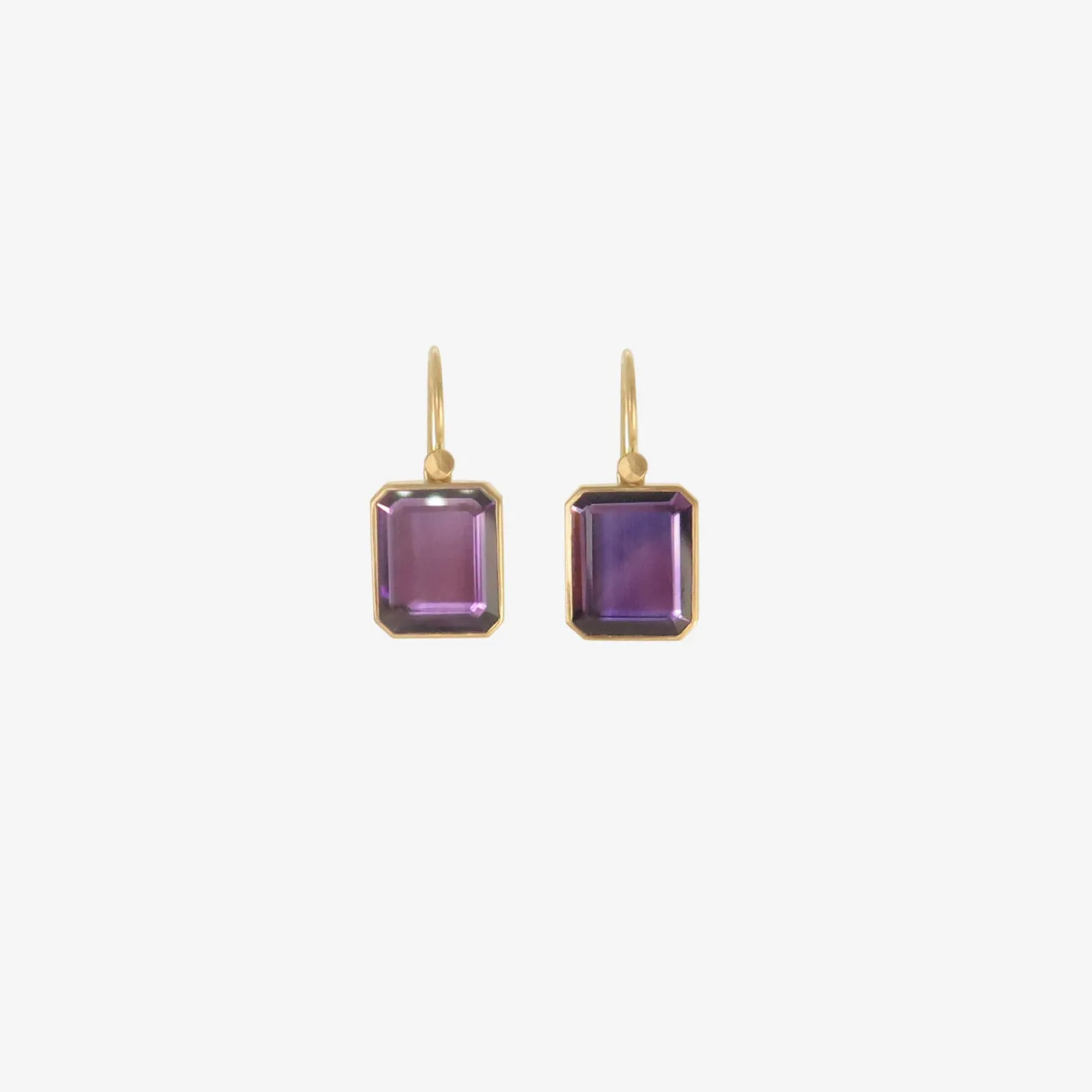 18k & portrait-cut amethyst drop earrings, 5.97ct