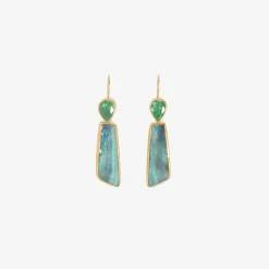 22k & rectangular boulder opal earrings with zambian emerald