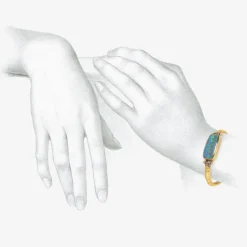 18k & rectangular boulder opal bracelet with 22k over silver band