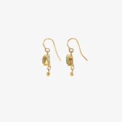 18k & rectangular colombian emerald single drop earrings with 22k drops, 3.34ct