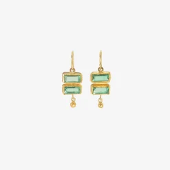 18k & rectangular colombian emerald double-drop earrings with 22k drops, 7.5ct