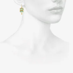18k & rectangular colombian emerald double-drop earrings with 22k drops, 7.5ct