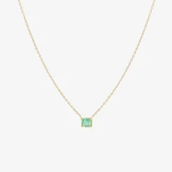 18k & rectangular emerald-cut emerald mini gem pendant