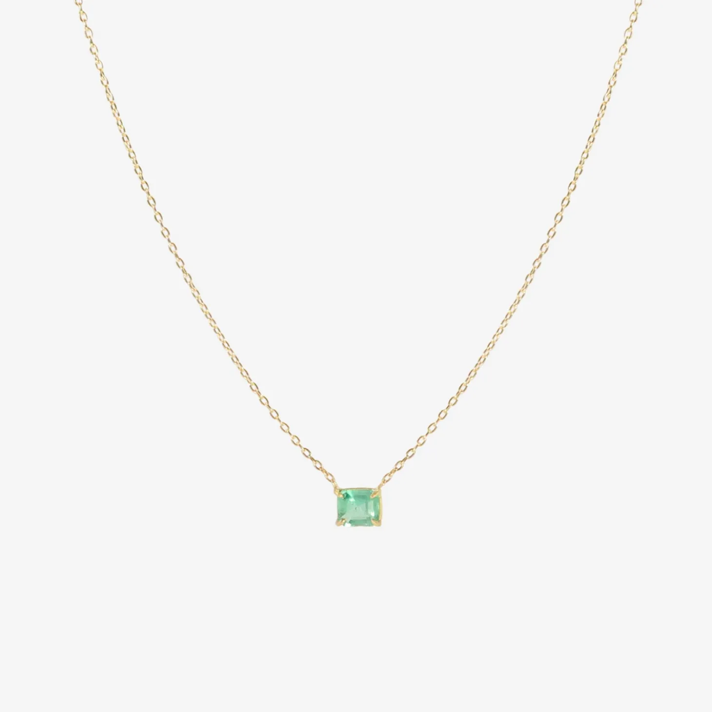 18k & rectangular emerald-cut emerald mini gem pendant