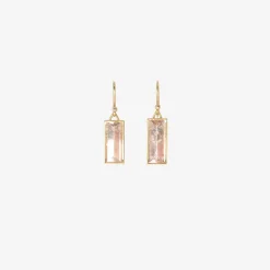 18k & rectangular faceted pink beryl earrings