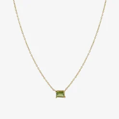 18k & rectangular green tourmaline mini gem pendant