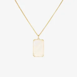 18k & rectangular rainbow moonstone pendant