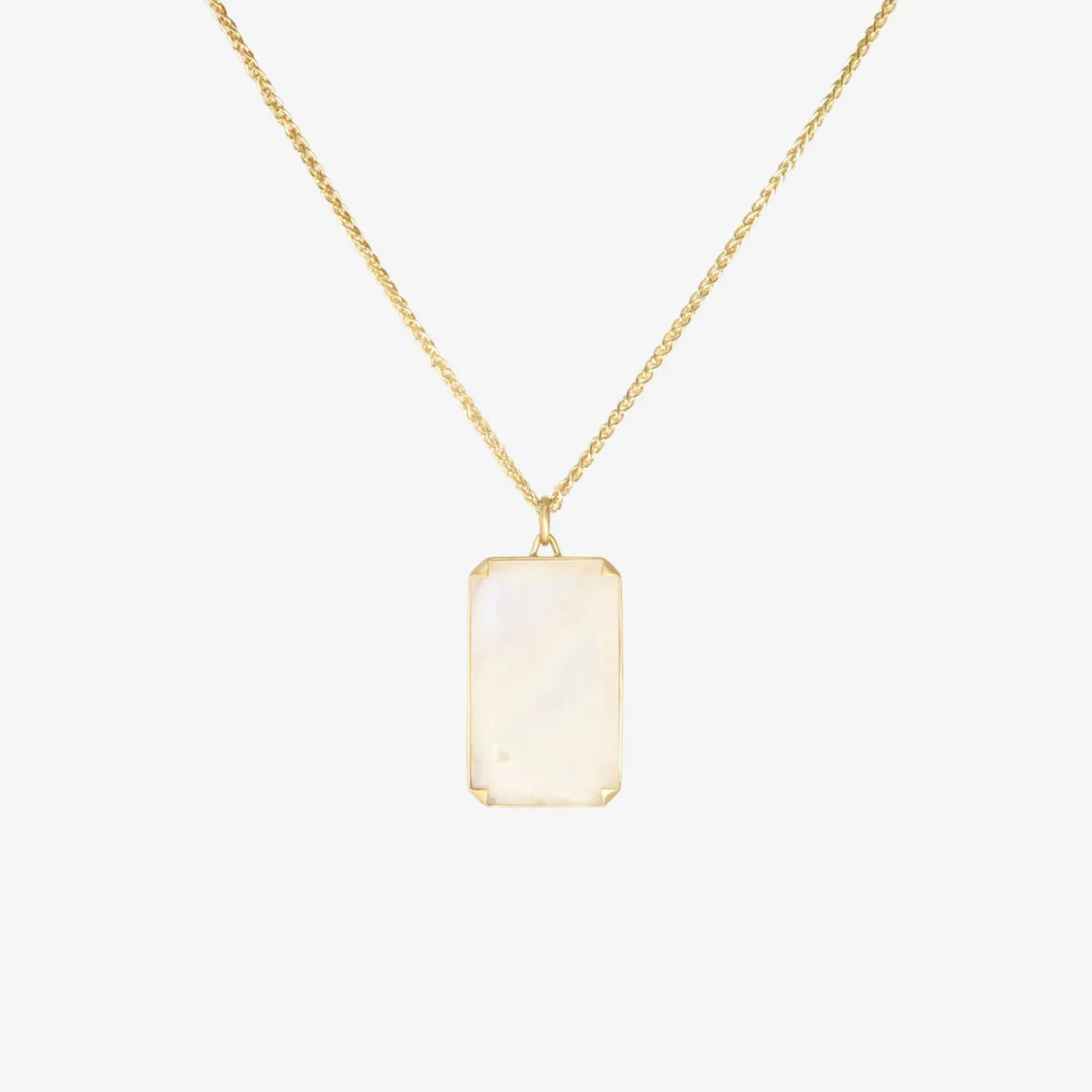 18k & rectangular rainbow moonstone pendant