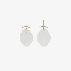 18k & rock crystal scallop earrings