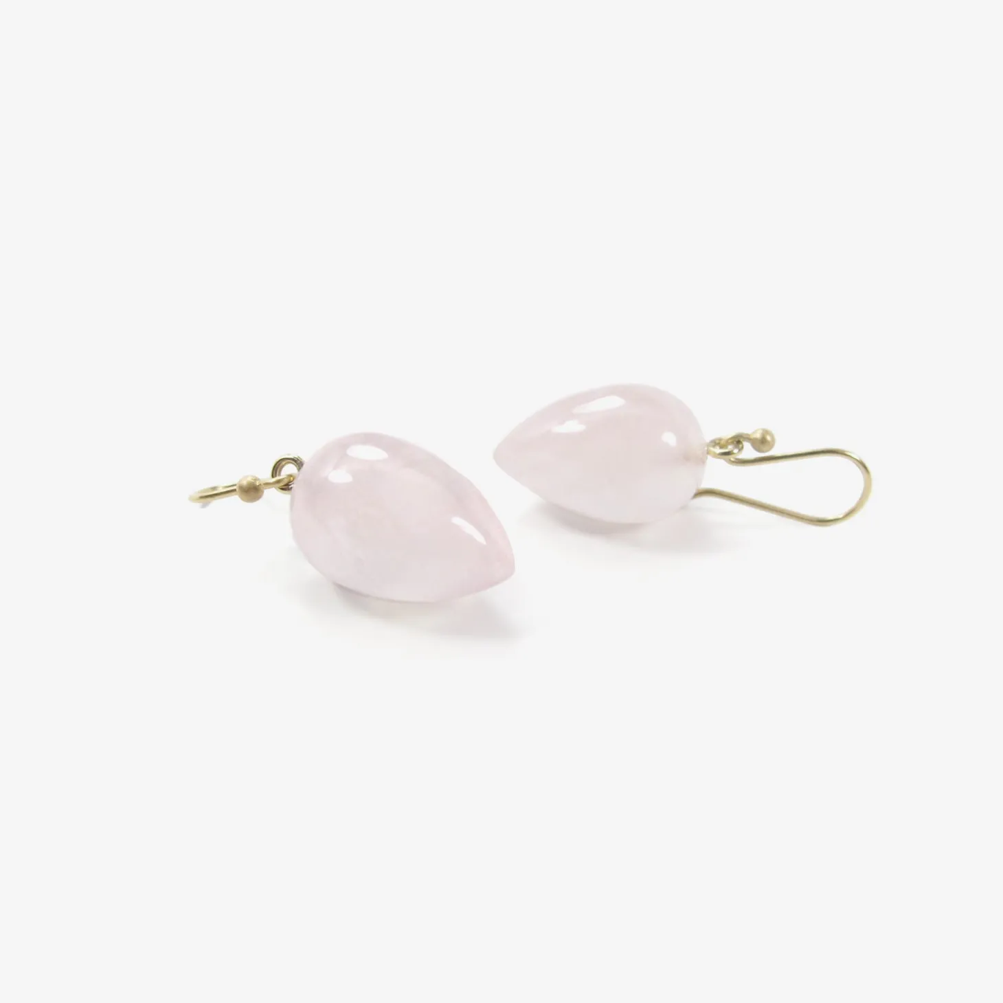 14k & rose quartz acorns