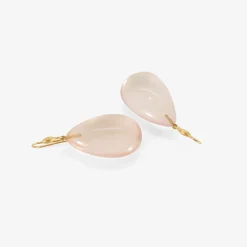 14k & rose quartz hand-cut teardrop earrings