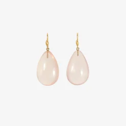 14k & rose quartz hand-cut teardrop earrings