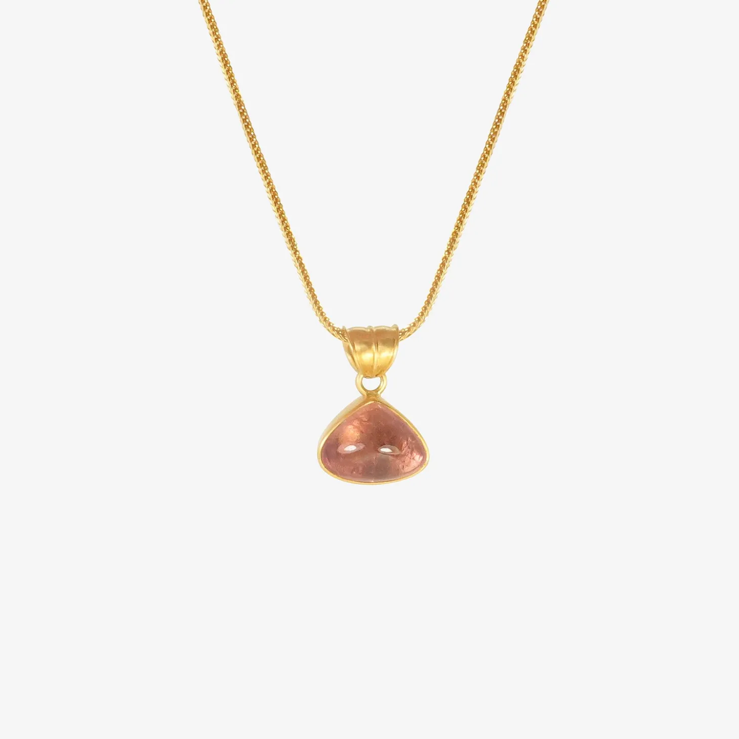 22k & rose tourmaline fan pendant