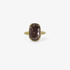 18k & rose-cut cushion-shaped rusty diamond ring, 3.75ct