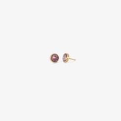 18k & rose-cut pink sapphire studs, 2.45ct.