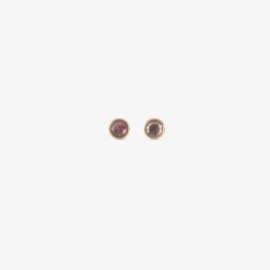 18k & rose-cut pink sapphire studs, 2.45ct.