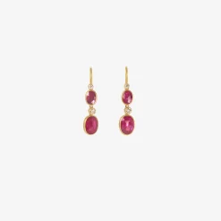 18k & rose-cut ruby double drop earrings with diamonds