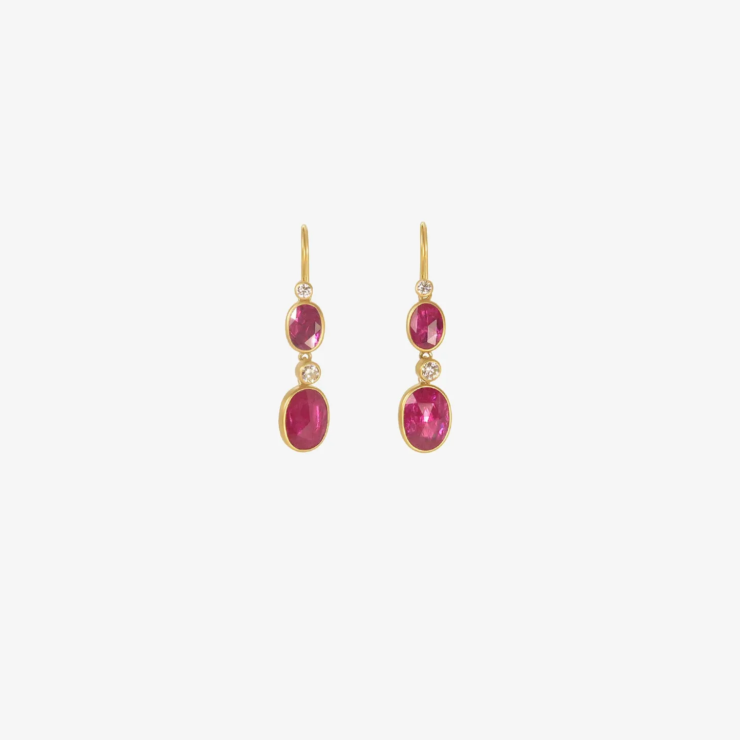 18k & rose-cut ruby double drop earrings with diamonds