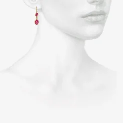 18k & rose-cut ruby double drop earrings with diamonds