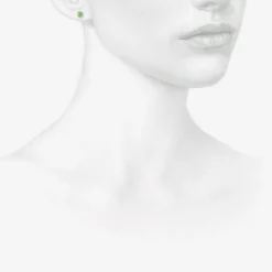 18k & round chrysoprase studs, 1ct
