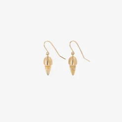 14k & rutilated quartz acorn earrings